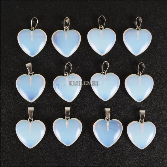 Opalite Stone Heart Pendants Charm Reiki Chakra Healing Beads - Picture 6 of 9